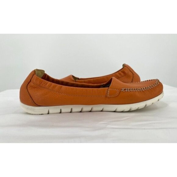 SAS Sunny Slip on Loafer Orange Leather Comfort Shoe Womens Sz 8.5 M Flat Mocca - Picture 9 of 12